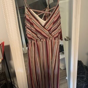 Casual low cut striped dress